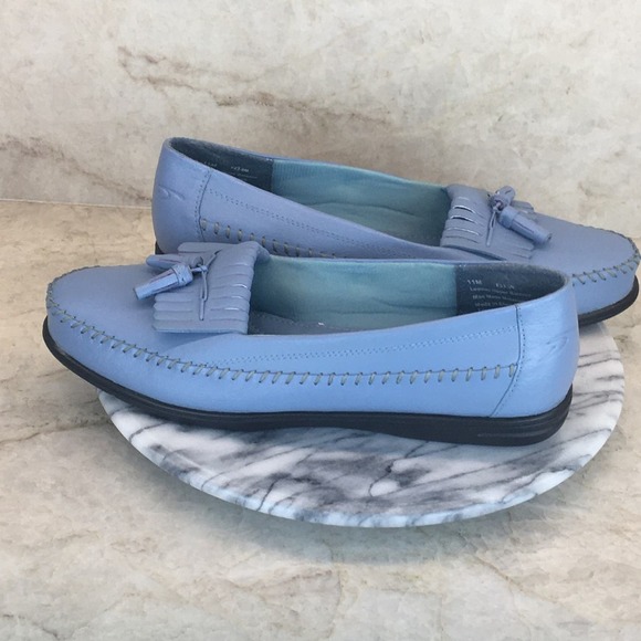 Dr. Scholl's Blue Leather Loafer with Fringe and Tassels Men's Size 11M - Picture 2 of 11
